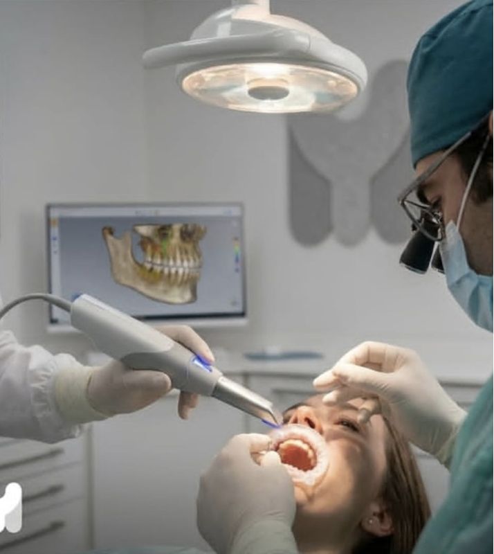 Leitura com scanner intraoral durante a consulta